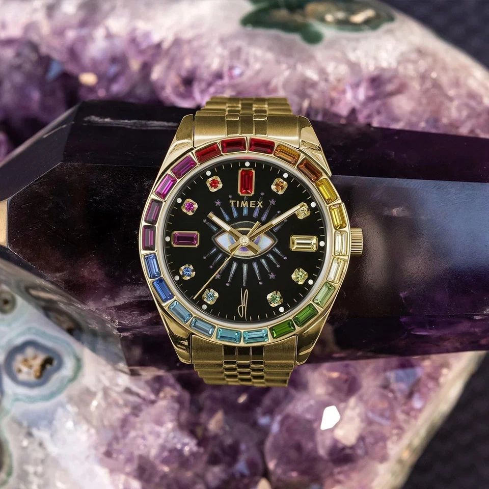 Timex Legacy Jacquie Aiche Gold Rainbow Crystals Limited Edition Watch TW2Y19700 Foto 2 de 4