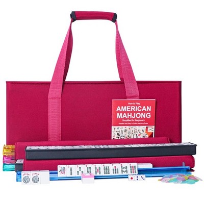 Complete American Mahjong Set - 166 White Tiles, Red Bag, 4 Racks & Accessories
