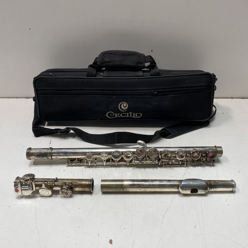 Cecilio Student Flute Silver Plated C Foot Closed Hole Keys with Case