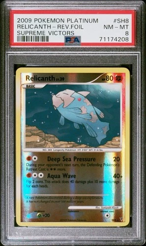 2009 POKEMON PLATINUM SUPREME VICTORS #SH8 RELICANTH SHINY SECRET RARE PSA 8