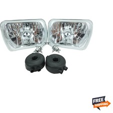 H6054 7"x6" Chrome Housing Diamond Cut Headlights Replacement Glass H4 7x6