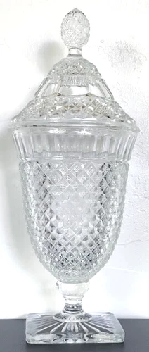 Anchor Hocking Clear Depression Glass MISS AMERICA Covered/Footed Candy Dish MNT
