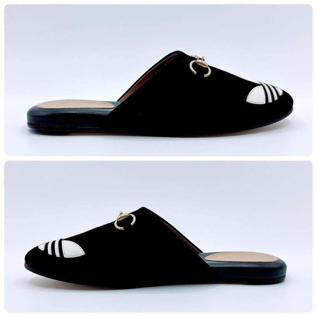 GUCCI Mules Sandals Frat Horsebit Adidas Suede Black EU35/US5 116136c thumbnail 4