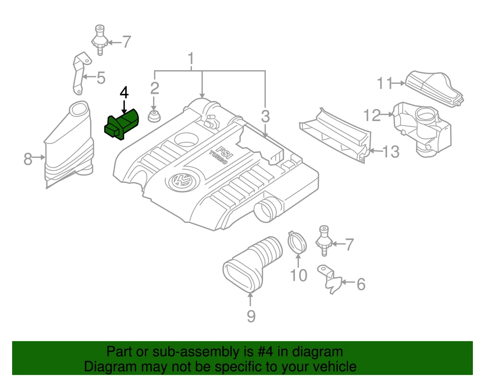 Sensor de flujo de masa de aire genuino Volkswagen 06F-906-461-A Foto 2 de 3