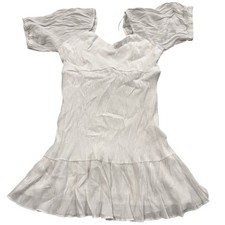 Nine West Babydoll Mini Dress  Large Balloon Sleeves Sweetheart Neckline White