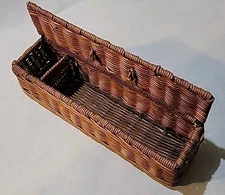 Vintage Wicker Storage Woven Lidded Sewing Basket Insert  Compartment 14x3x3 Htf