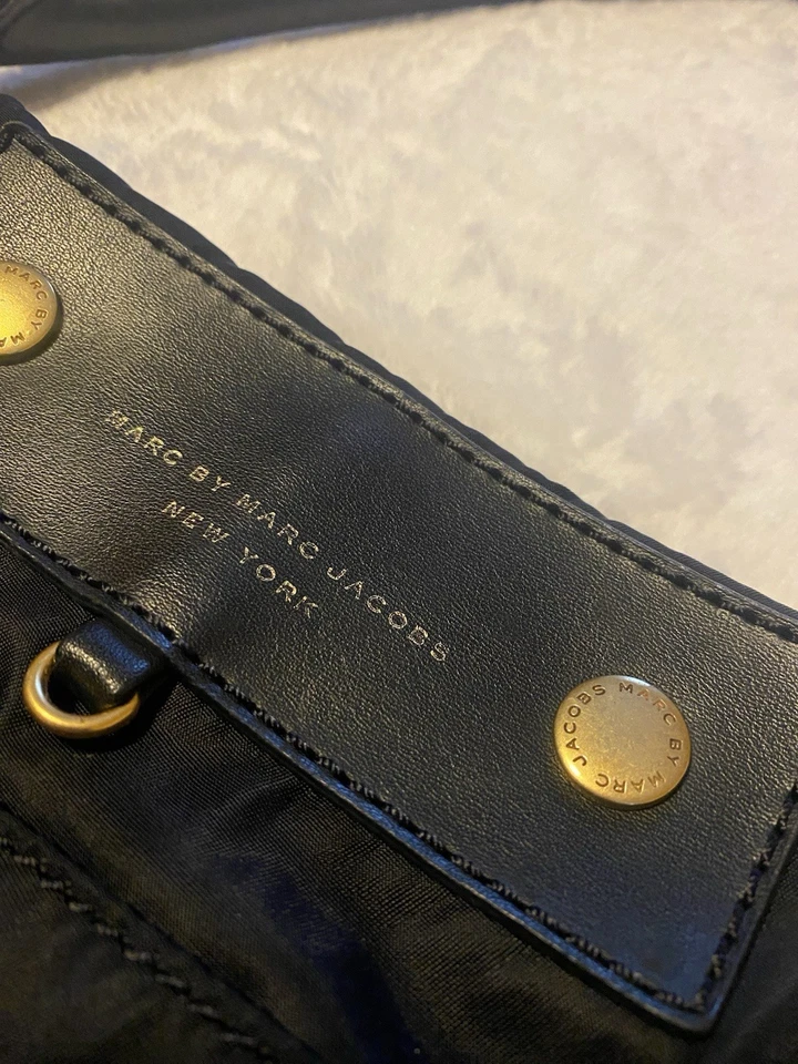Marc Jacobs Leather Nylon Tote Shoulder Bag Black Medium READ - Image 4 of 4