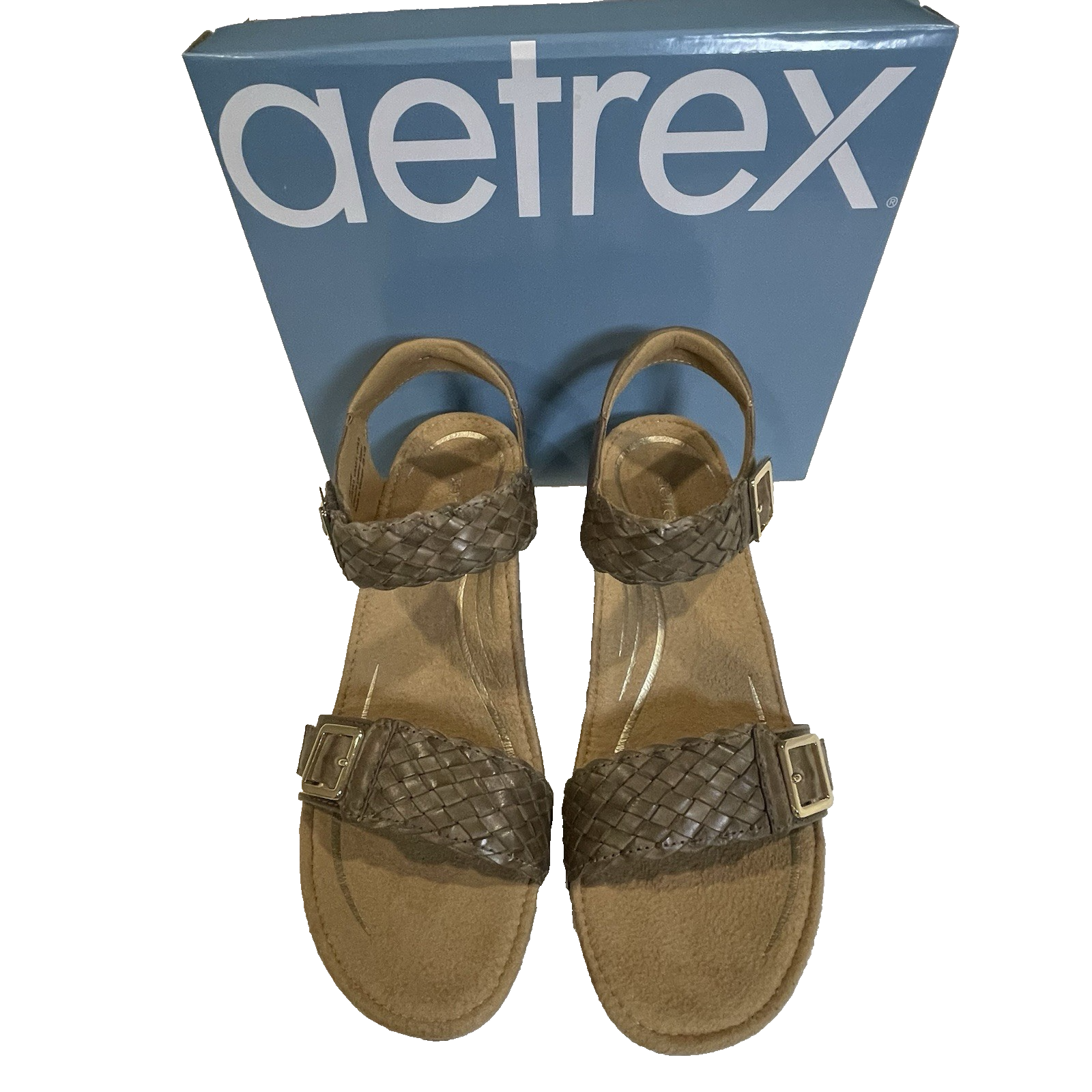 Aetrex Grace Adjustable Woven Wedge Orthotic Sandal US 8.5