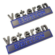 2PCS Edition Car Metal Emblem Special Decal 3D Veteran Veteran-Black/Blue