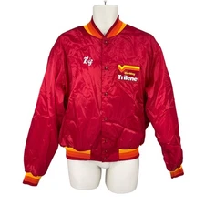 Vintage Berkley Trilene Jacket Men Size L Red Swingster Bomber 80s Streetwear