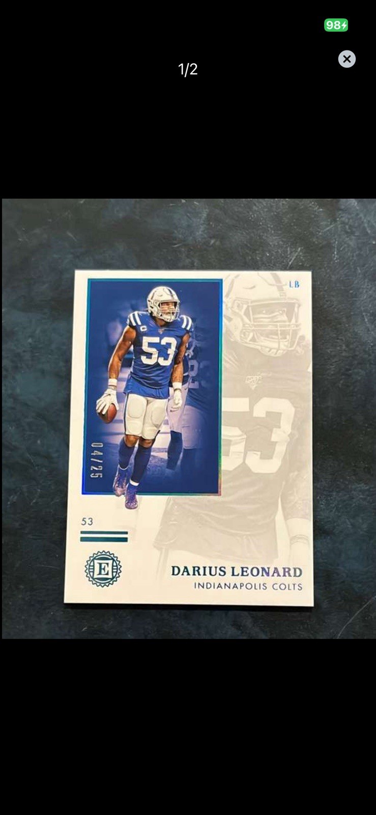 2020 Panini Encased Darius Leonard Sapphire 4/25