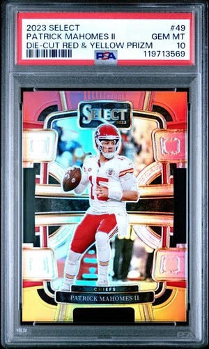 2023 Panini Select #49 Patrick Mahomes Red Yellow Die Cut Prizm PSA 10 GEM MINT
