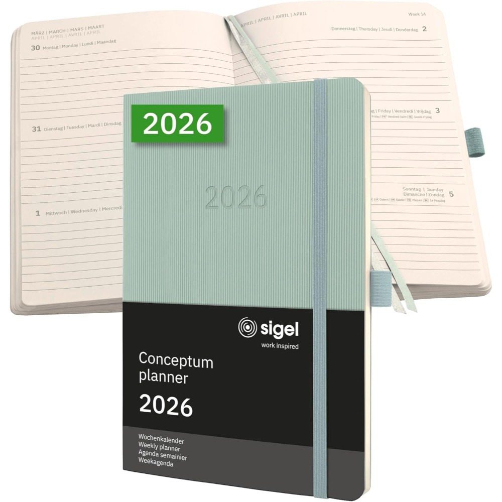Sigel 2026 Conceptum Weekly Planner A6 Hardcover Mint Green