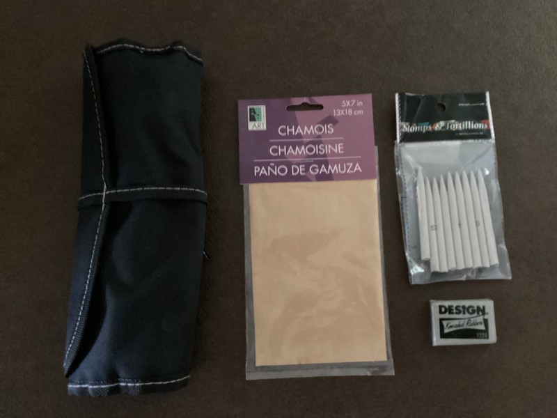 Art Supplies - Chamois, Stomps & Tortillions, Kneaded Rubber Eraser, Pencil Case