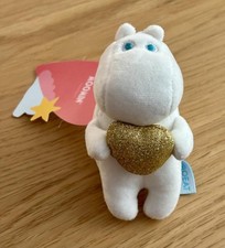 NWT Mint New Moomin My Heart White  Gold Plush Toy Key Chain Backpack Bag Clip