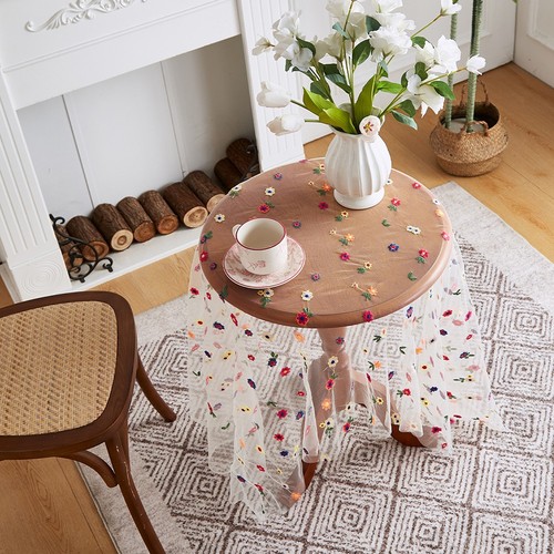 Rustic Style Embroidered Lace Tablecloth for Use on For Dining Bedroom Tables - Picture 9 of 24