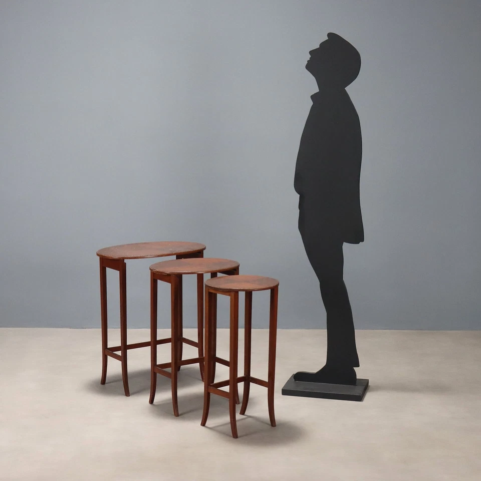 Tables Basses Anciennes Acajou Cadre Gravé du XIXe Siècle Originales - Photo 2/4