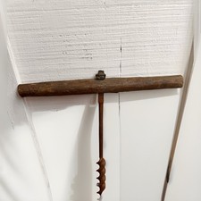 Vintage T-Handle Auger Double Wood Handle 15 