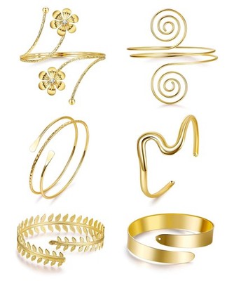 NICEIGHT 6Pcs Arm Cuff for Women Upper Arm Band Cuff Bracelet Gold Silver Coi...