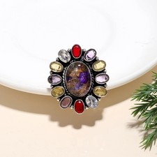Multicolor Gemstones Handmade 925 Sterling Silver Ring Anniversary Gift