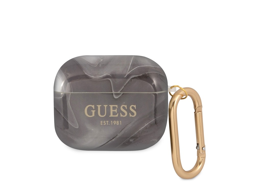Coque de luxe Guess pour AirPods 3 motif marbre et finitions or métallisé