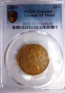 1859-P LIBERTY GOLD EAGLE $10 DOLLAR PHILADELPHIA MINT PCGS XF RARE PRE CIVIL WA
