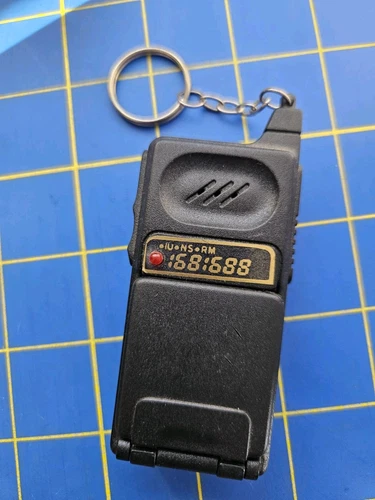 Vintage Toy Mobile Cell Flip Phone Keychain Keyring Push Button Sound Works!