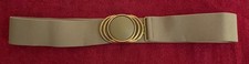 Vintage 80s Tan/Gold Stretchy Cinch Belt w/Retro Clasp