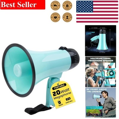 Lightweight 20W Megaphone with Volume Control & Recording Function, 5.4''W