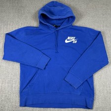Nike SB Hoodie Sweatshirt Mens Medium Blue Fleece Logo Sportswear Skateboard