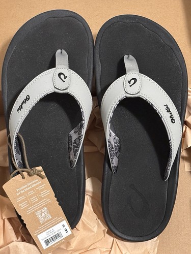 Olukai Ohana Men's Flip Flop Sandals, Black/Ash Size 9 *NEW