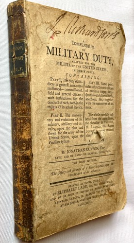 RARE 1793 FIRST ED AMERICAN MILITARY DUTY ~ MILITIA HISTORY~ RAWSON’S COMPENDIUM - Foto 9 di 9