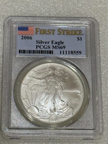 2006 Silver Eagle PCGS MS69 ~~ First Strike Flag Label ~~ Pristine ~~ (559)