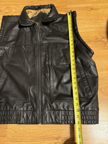 Chaleco bombardero de cuero Prince vintage acolchado marrón para hombre talla XL 56 RARO - Imagen 5 de 6