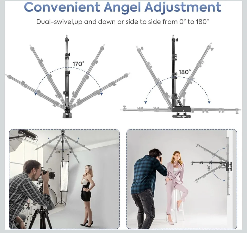 Wall Mounting Triangle Boom Arm, Foccalli Adjustable Ring Light Wall Mount 110cm - Image 3 of 4