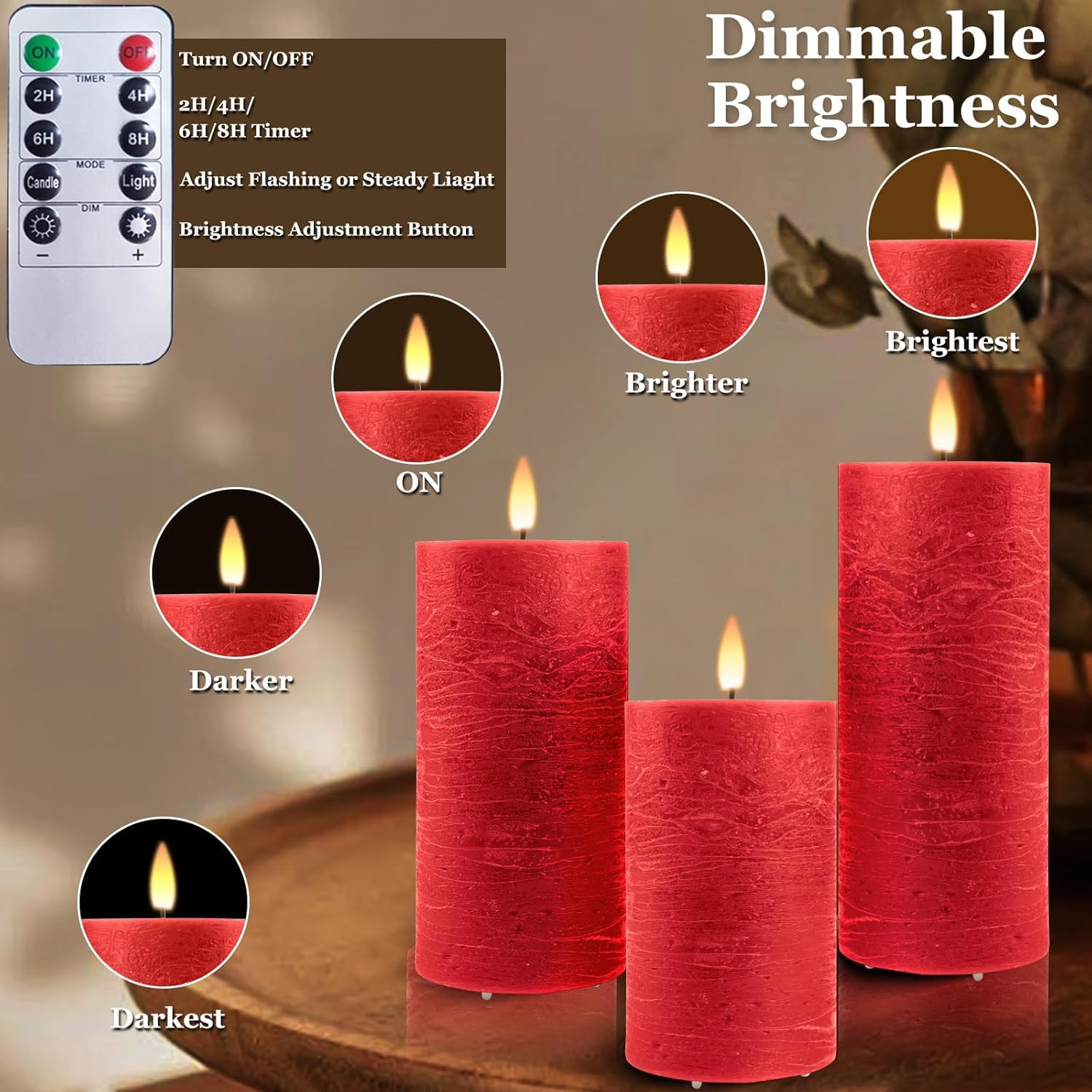Set 3 Candele Elettriche LED USB Ricaricabili - Timer e Telecomando Inclusi - 3