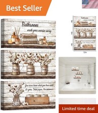 Charming 3-Piece Framed Floral Canvas Art - 6x12 Inch for Bathroom or Home
