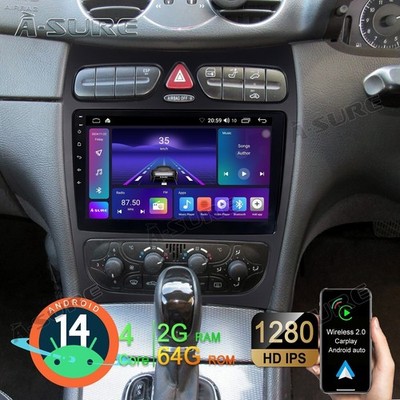 Apple Carplay 64G Android 14 Autoradio Navi GPS Für Mercedes Benz CLK C209 A209