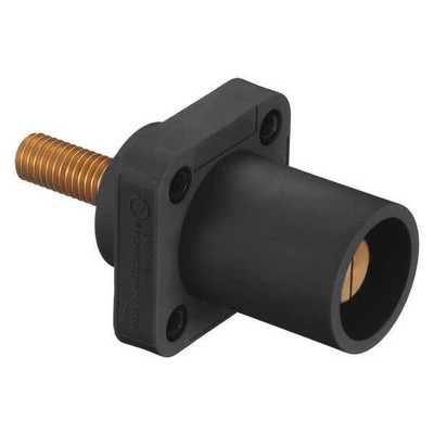 Hubbell Hblmrasbk Angled Receptacle,Blk,Male,Threaded Stud