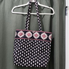 Vera Bradley Pirouette Black Paisley Floral Large Tote Retired EUC