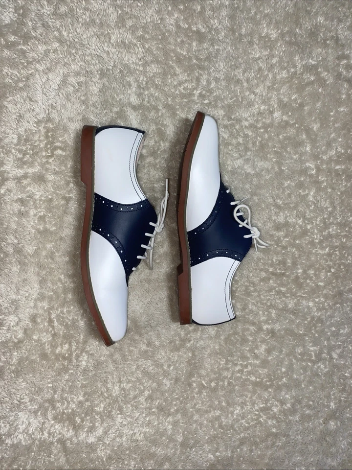 Zapatos Oxford Eastland Sadie de cuero para mujer azul marino/blanco, sillín de espuma viscoelástica 11M Foto 2 de 4