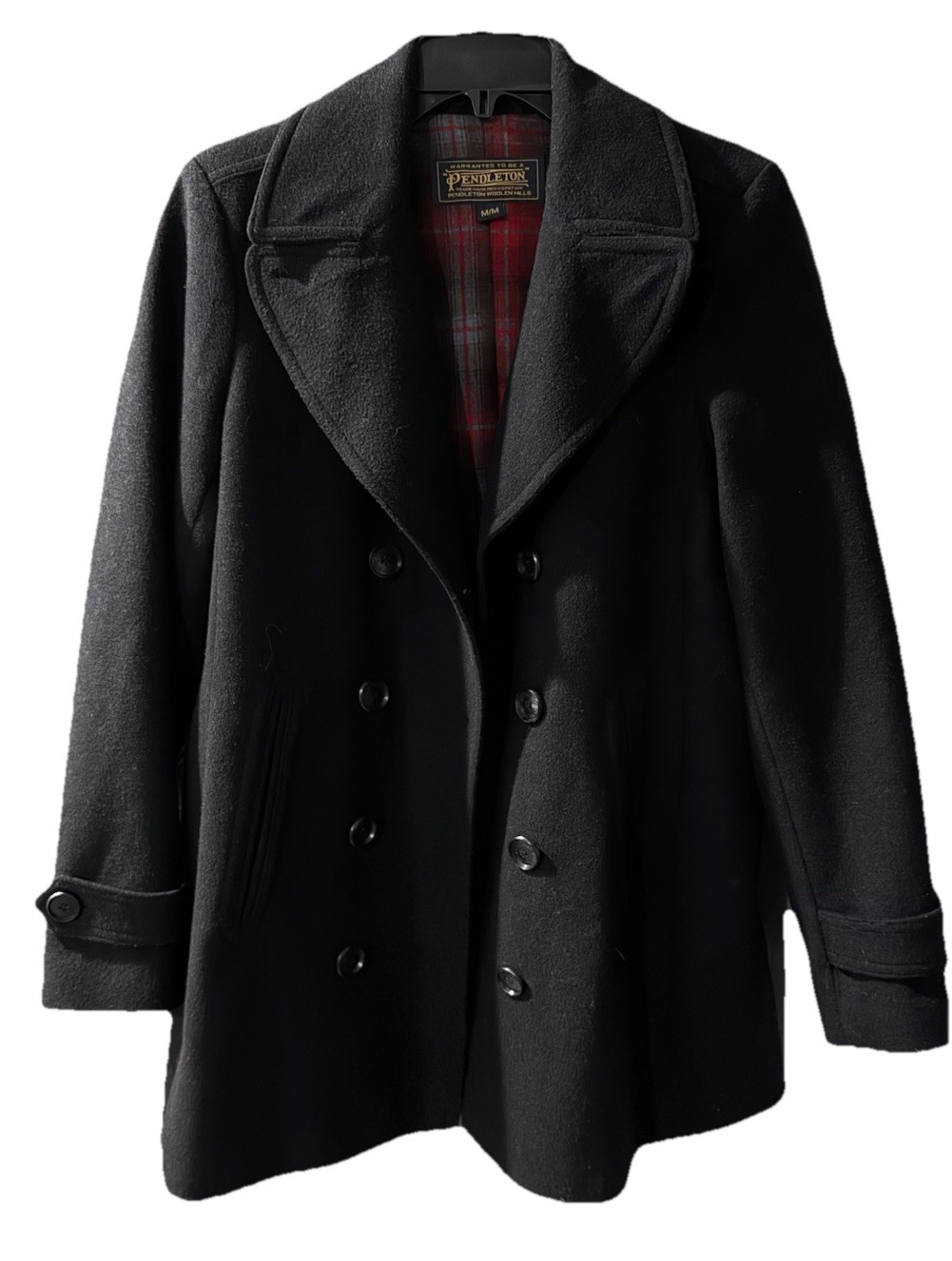 VTG Pendleton Black Wool Peacoat MEDIUM - image 1