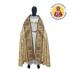 GOLD BLUE COPE VESTMENT CHASUBLE WITH STOLE