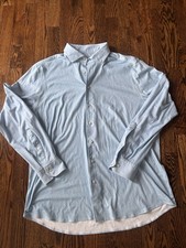 Emanuel Berg Modern Fit Button Up Shirt 4Flex Blue Size XL 17.5 44 CM Stretch