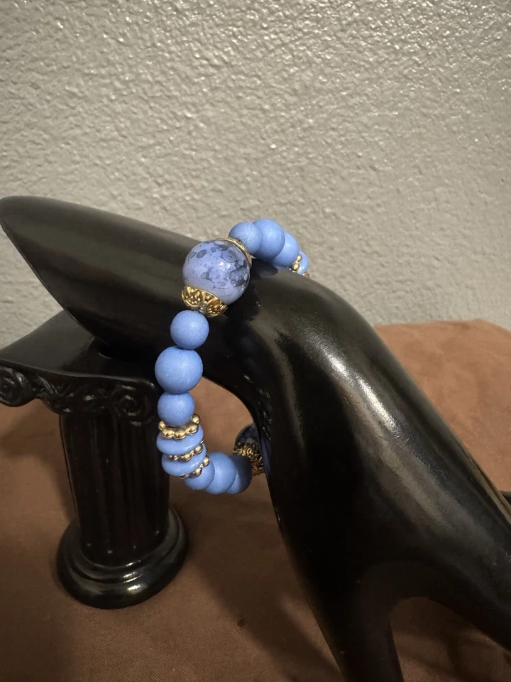 Calmante de ágata y howlita de encaje azul boho Foto 2 de 3