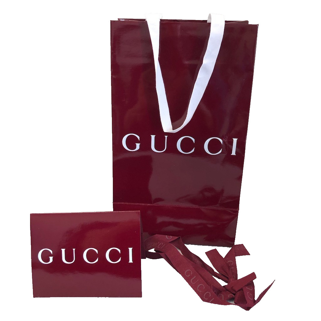 Autentica Gucci Shopping Bag Carta Regalo Rosso Lucido 11,5x6,5x4,25 Busta Card