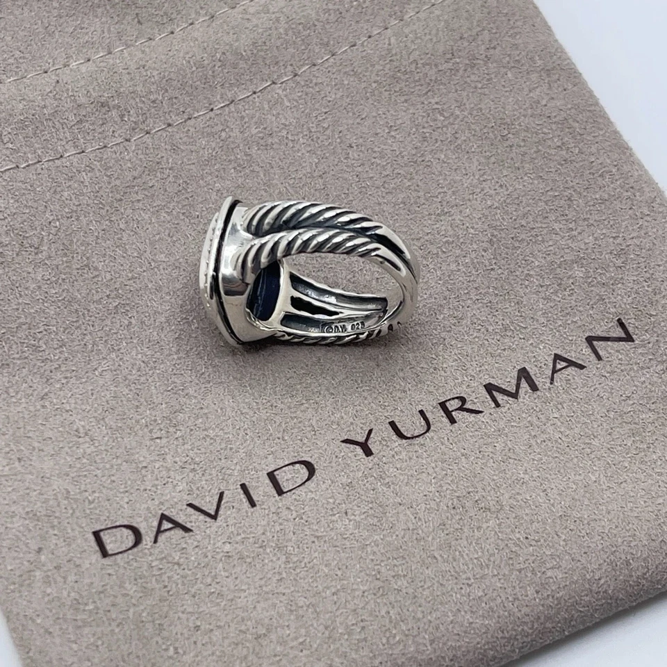 David Yurman Sterling Silver Albion Ring 11mm Citrine and Diamonds Size 7 - Image 4 of 4