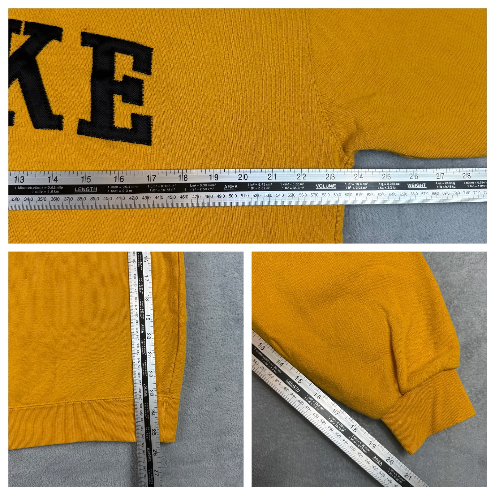 Vintage Nike 1990's Yellow Spellout Arch Logo Oversized Medium Sweatshirt image 6