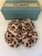 CO503 TOMS Susie Spanish Villa Faux Fur Cheetah Slip On Slippers Slides Womens 9