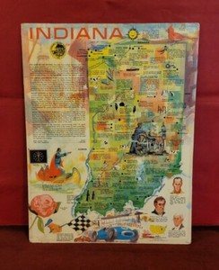 VINTAGE 1960 INDIANA STATE HISTORY SPEEDWAY 17X22" CLASSROOM WALL POSTER